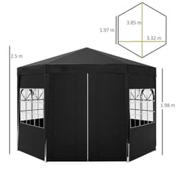 image-Outsunny 3.9m Outdoor Gazebo Canopy Party Tent with 6 Removable Side Walls