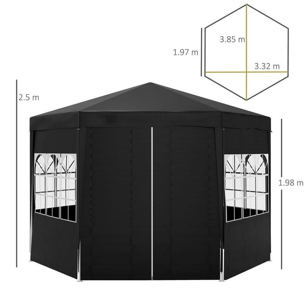 image-Outsunny 3.9m Outdoor Gazebo Canopy Party Tent with 6 Removable Side Walls