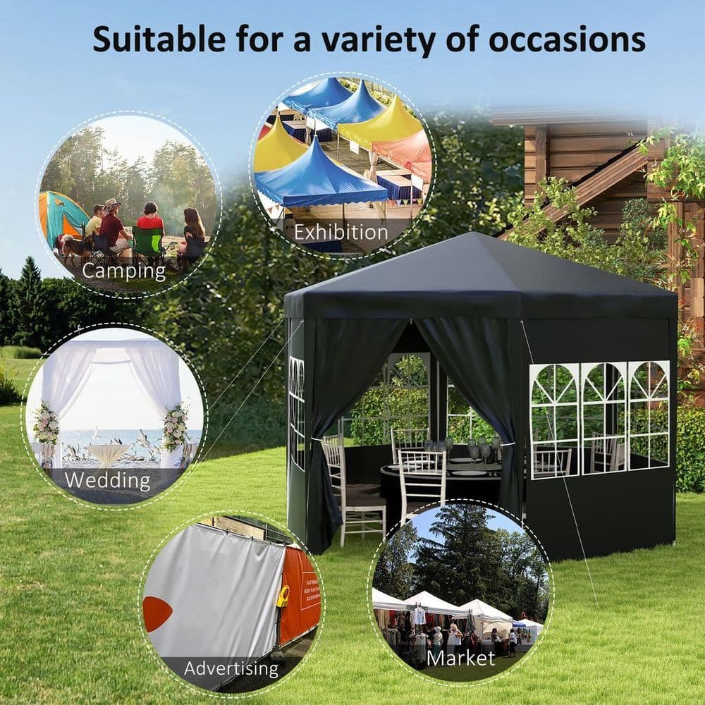 image-Outsunny 3.9m Outdoor Gazebo Canopy Party Tent with 6 Removable Side Walls