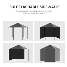 image-Outsunny 3.9m Outdoor Gazebo Canopy Party Tent with 6 Removable Side Walls