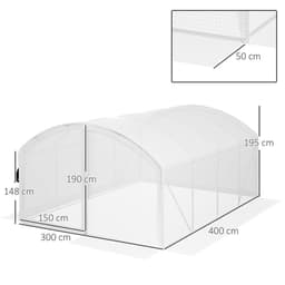 image-Outsunny 4 x 3 x 2m Polytunnel Greenhouse with Door, UV-resistant PE Cover