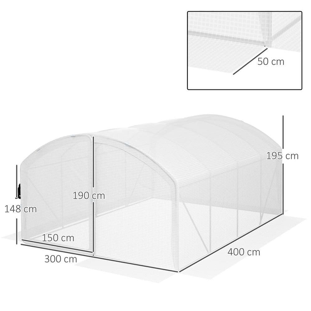 image-Outsunny 4 x 3 x 2m Polytunnel Greenhouse with Door, UV-resistant PE Cover