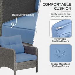 image-Outsunny 5 Pieces Outdoor Patio Furniture Set Wicker Conversation Set Blue
