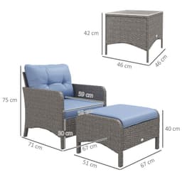 image-Outsunny 5 Pieces Outdoor Patio Furniture Set Wicker Conversation Set Blue