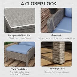 image-Outsunny 5 Pieces Outdoor Patio Furniture Set Wicker Conversation Set Blue