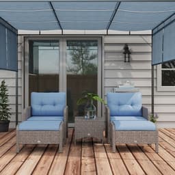 image-Outsunny 5 Pieces Outdoor Patio Furniture Set Wicker Conversation Set Blue