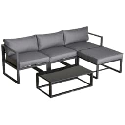 image-Outsunny 5-Piece Outdoor Patio Set Padded Cushion Coffee Table Aluminum Tube