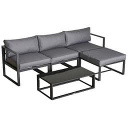 image-Outsunny 5-Piece Outdoor Patio Set Padded Cushion Coffee Table Aluminum Tube