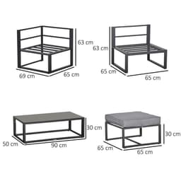 image-Outsunny 5-Piece Outdoor Patio Set Padded Cushion Coffee Table Aluminum Tube