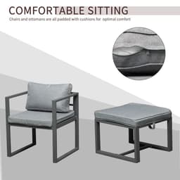 image-Outsunny 9PCs Patio Dining Sets 4 Chairs 4 Ottoman Cushioned Seating and Back