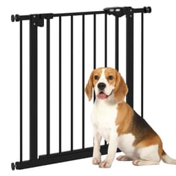 image-PawHut Adjustable Safety Gate w/ 1 Extensions and Four Adjustable Screws, Black