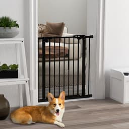 image-PawHut Adjustable Safety Gate w/ 1 Extensions and Four Adjustable Screws, Black