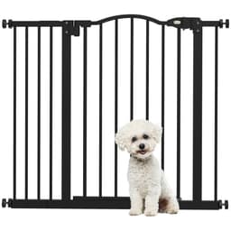 image-PawHut 74-94cm Adjustable Metal Pet Gate Safety Barrier w/ Auto-Close Black
