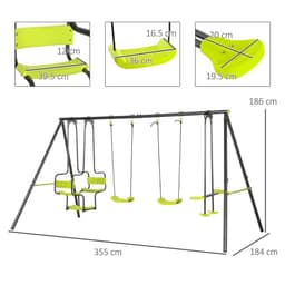 image-Outsunny Garden Swing Set with Double Swings, Glider, Swing Seats for Outdoor