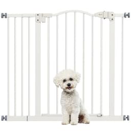 image-PawHut 74-100cm Adjustable Metal Pet Gate Safety Barrier w/ Auto-Close White