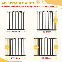 image-PawHut 74-100cm Adjustable Metal Pet Gate Safety Barrier w/ Auto-Close Black