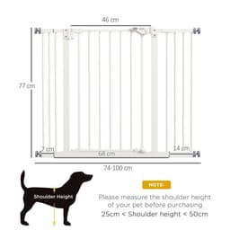 image-PawHut Adjustable Safety Gate w/ 2 Extensions and Four Adjustable Screws, White