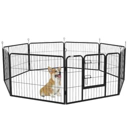 image-Pawhut Pet Pen Guinea Dog Pig Puppy Playpen Play House Steel Hutch Metel Black