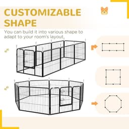 image-Pawhut Pet Pen Guinea Dog Pig Puppy Playpen Play House Steel Hutch Metel Black
