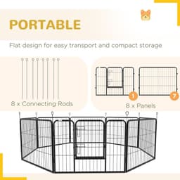 image-Pawhut Pet Pen Guinea Dog Pig Puppy Playpen Play House Steel Hutch Metel Black
