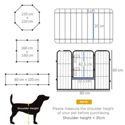 image-Pawhut Pet Pen Guinea Dog Pig Puppy Playpen Play House Steel Hutch Metel Black