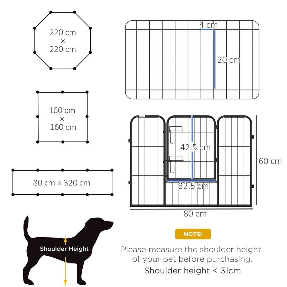 image-Pawhut Pet Pen Guinea Dog Pig Puppy Playpen Play House Steel Hutch Metel Black