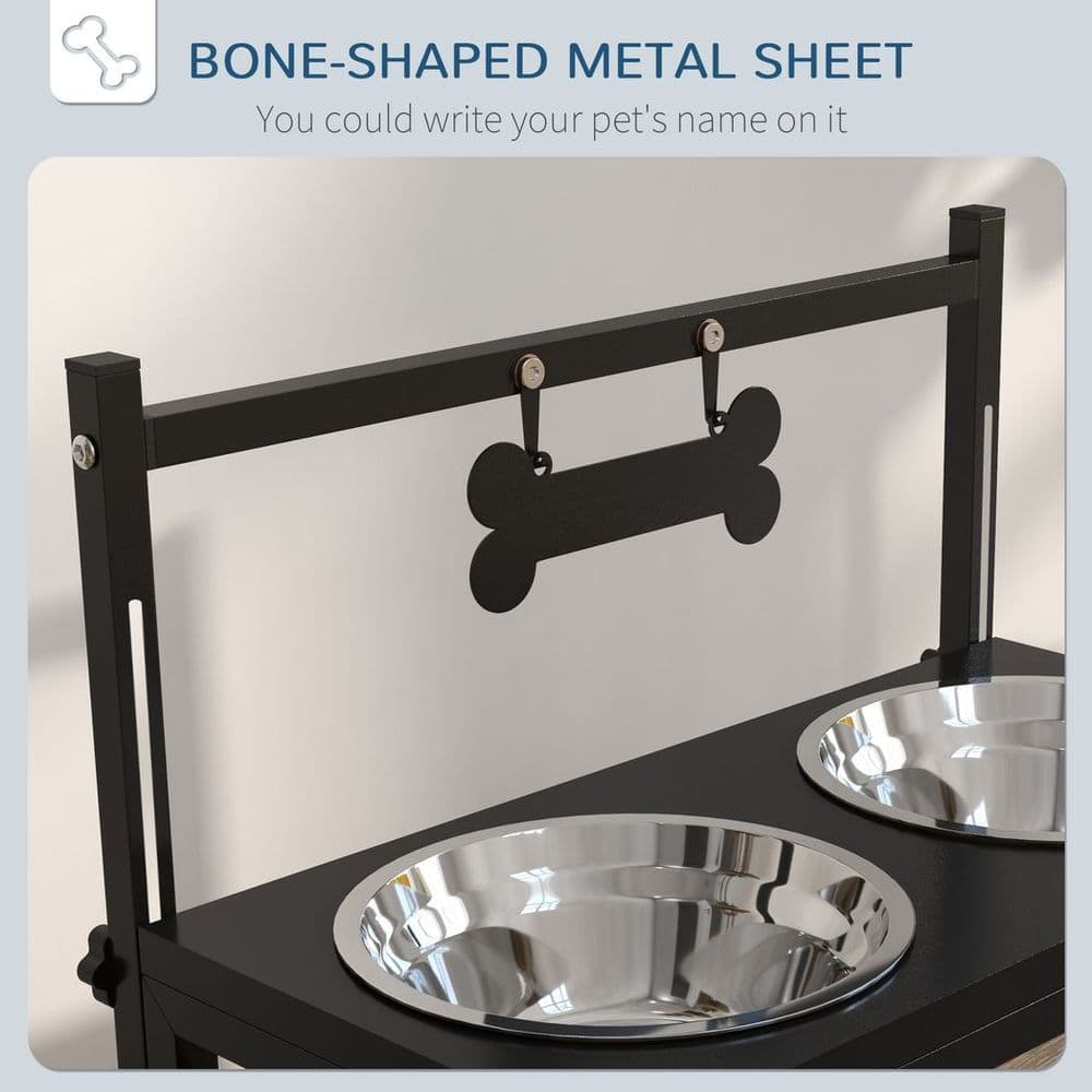 image-PawHut Raised Dog Bowl w/ Adjustable Height Stand for Small Medium Large Dogs