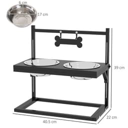 image-PawHut Raised Dog Bowl w/ Adjustable Height Stand for Small Medium Large Dogs
