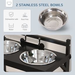 image-PawHut Raised Dog Bowl w/ Adjustable Height Stand for Small Medium Large Dogs