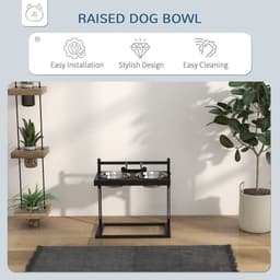 image-PawHut Raised Dog Bowl w/ Adjustable Height Stand for Small Medium Large Dogs