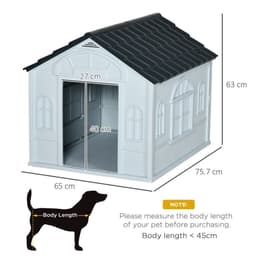 image-PawHut Weather-Resistant Dog House, Puppy Shelter for Medium Dogs - Grey