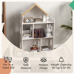 image-ZONEKIZ 3 Tier Toy Storage Shelf with 6 Cubby for Playroom, Bedroom, White
