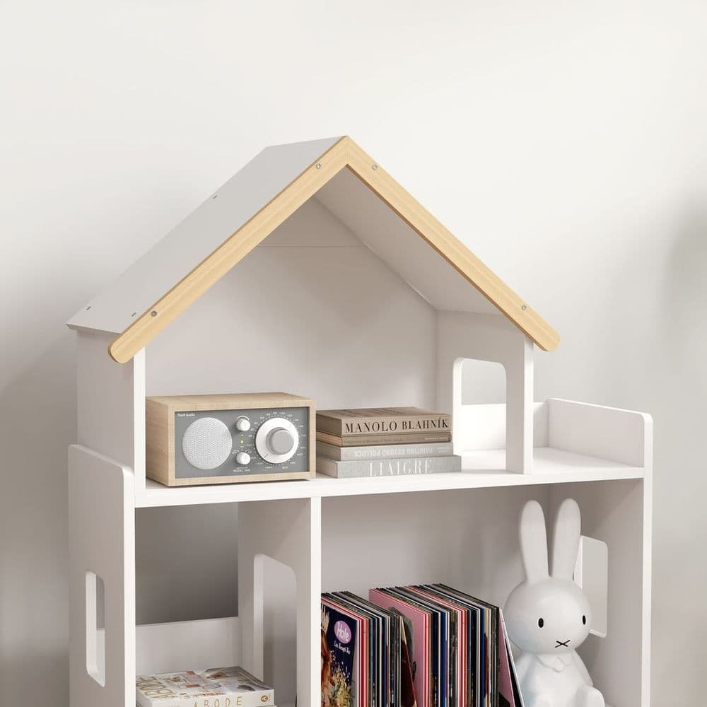 image-ZONEKIZ 3 Tier Toy Storage Shelf with 6 Cubby for Playroom, Bedroom, White