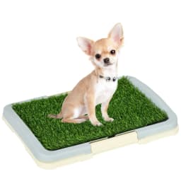 image-PawHut Dog Toilet Indoor w/ Artificial Grass, Grid Panel, Tray, 46.5 x 34cm
