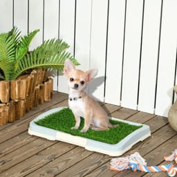 image-PawHut Dog Toilet Indoor w/ Artificial Grass, Grid Panel, Tray, 46.5 x 34cm