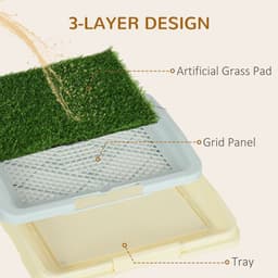 image-PawHut Dog Toilet Indoor w/ Artificial Grass, Grid Panel, Tray, 46.5 x 34cm