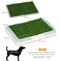 image-PawHut Dog Toilet Indoor w/ Artificial Grass, Grid Panel, Tray, 46.5 x 34cm