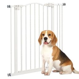 image-PawHut 74-87cm Adjustable Metal Pet Gate Safety Barrier w/ Auto-Close Door White
