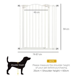 image-PawHut 74-87cm Adjustable Metal Pet Gate Safety Barrier w/ Auto-Close Door White