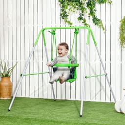image-Outsunny Nursery Swing with Safety Seat Belt, Support Back for Indoor Outdoor