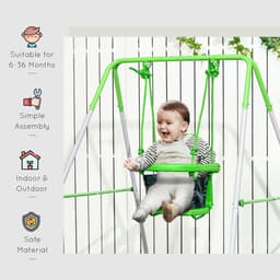 image-Outsunny Nursery Swing with Safety Seat Belt, Support Back for Indoor Outdoor