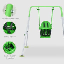 image-Outsunny Nursery Swing with Safety Seat Belt, Support Back for Indoor Outdoor