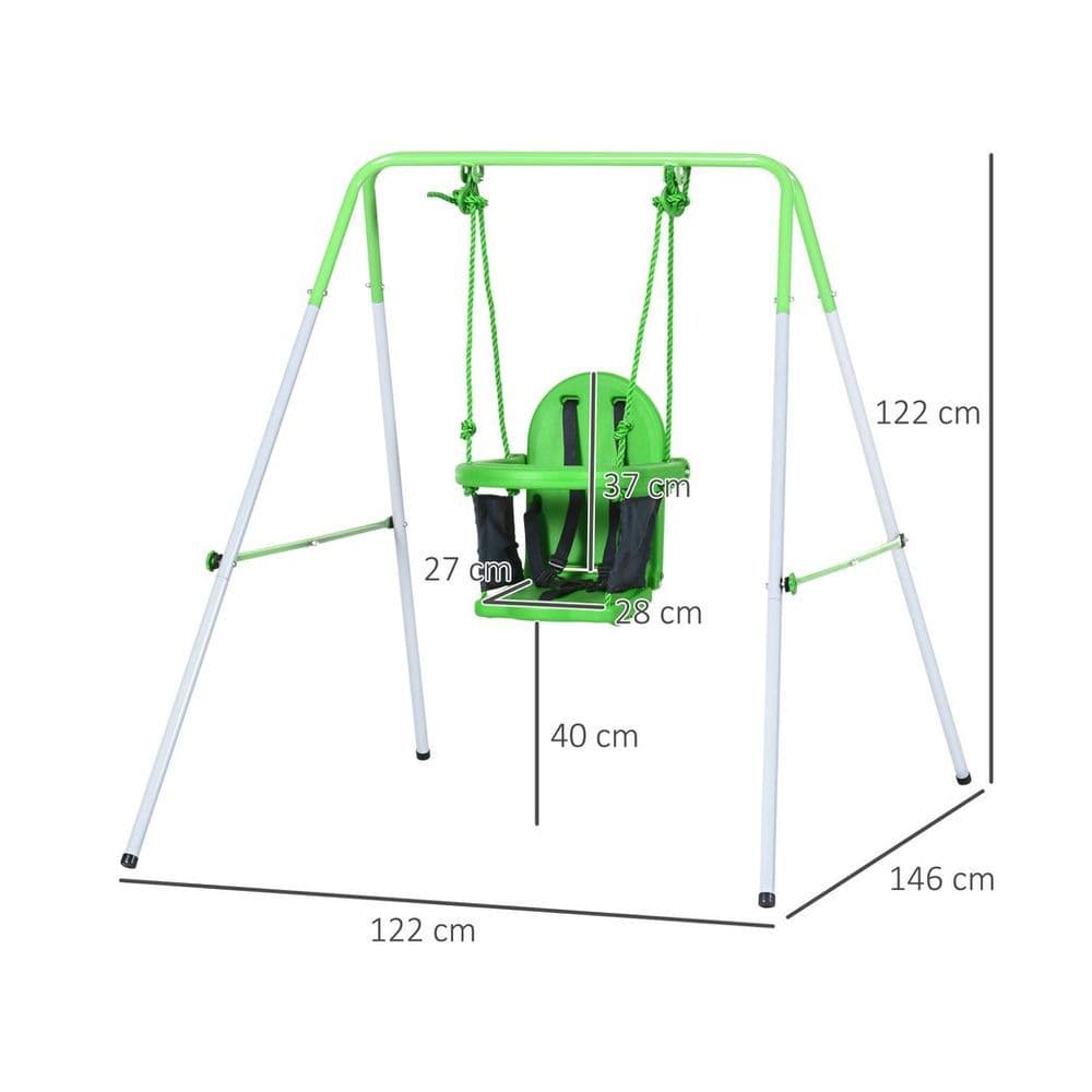 image-Outsunny Nursery Swing with Safety Seat Belt, Support Back for Indoor Outdoor