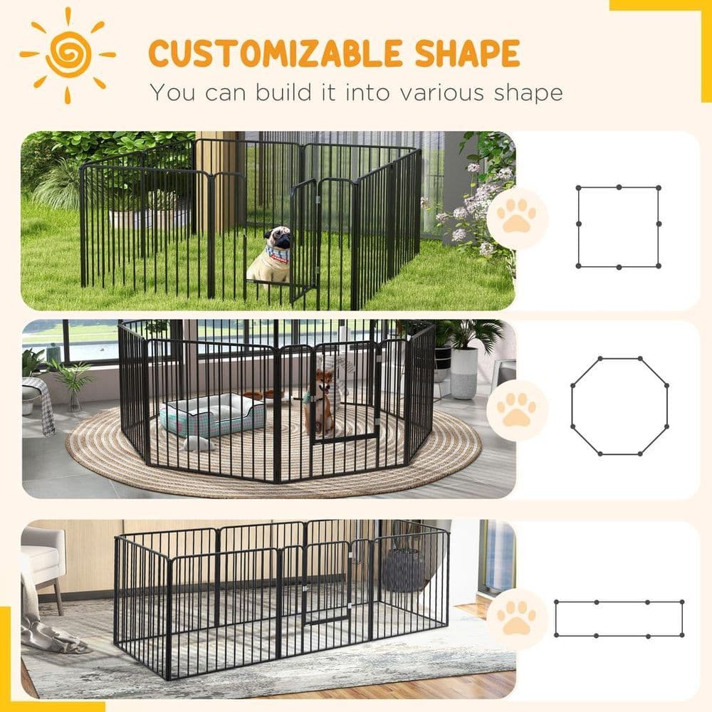 image-PawHut 80cm 8 Panels Heavy-Duty Dog Playpen for Small, Medium Dogs