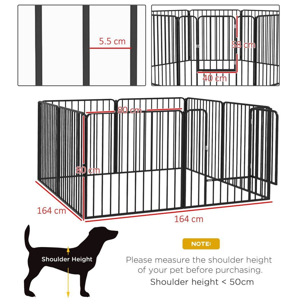 image-PawHut 80cm 8 Panels Heavy-Duty Dog Playpen for Small, Medium Dogs