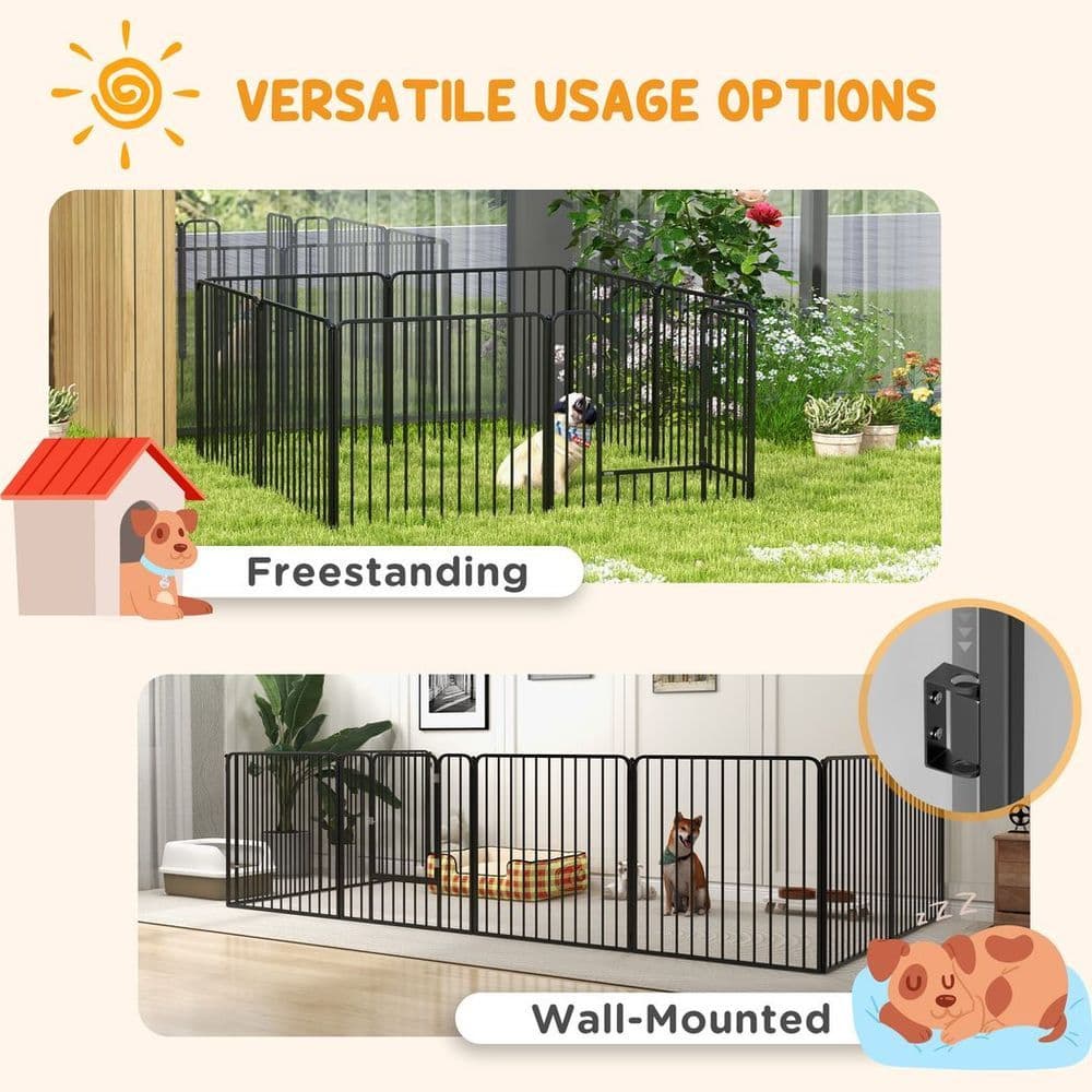 image-PawHut 80cm 8 Panels Heavy-Duty Dog Playpen for Small, Medium Dogs