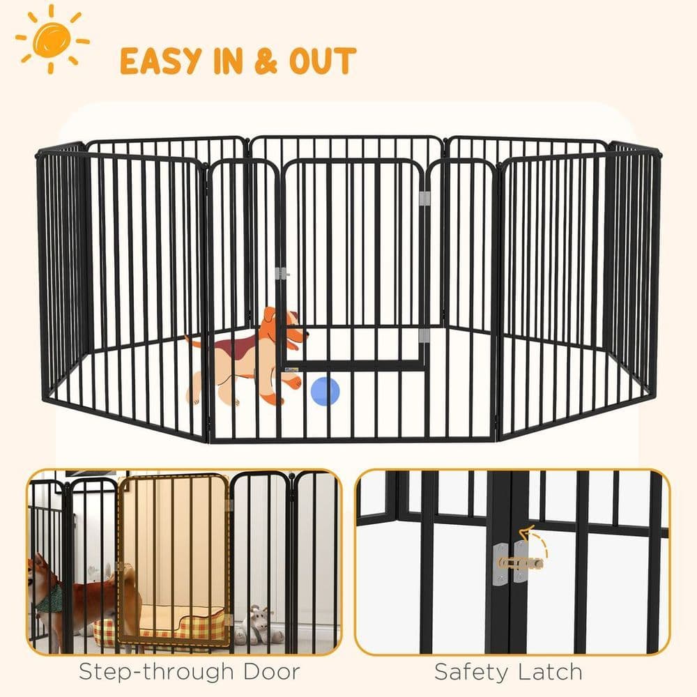 image-PawHut 80cm 8 Panels Heavy-Duty Dog Playpen for Small, Medium Dogs