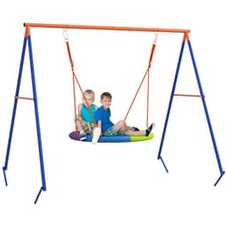 image-Outsunny Kids Swing Nest Swing Seat with A-Frame Structure for Outdoor Use
