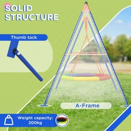 image-Outsunny Kids Swing Nest Swing Seat with A-Frame Structure for Outdoor Use