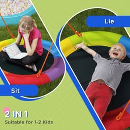 image-Outsunny Kids Swing Nest Swing Seat with A-Frame Structure for Outdoor Use